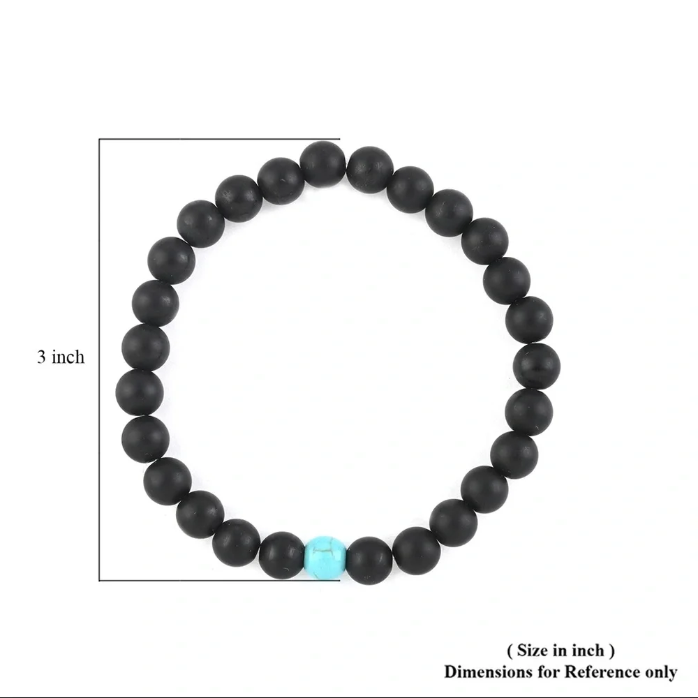 Turquoise, Lava, and Box Chain Stretch Bracelet (3) Piece Set
